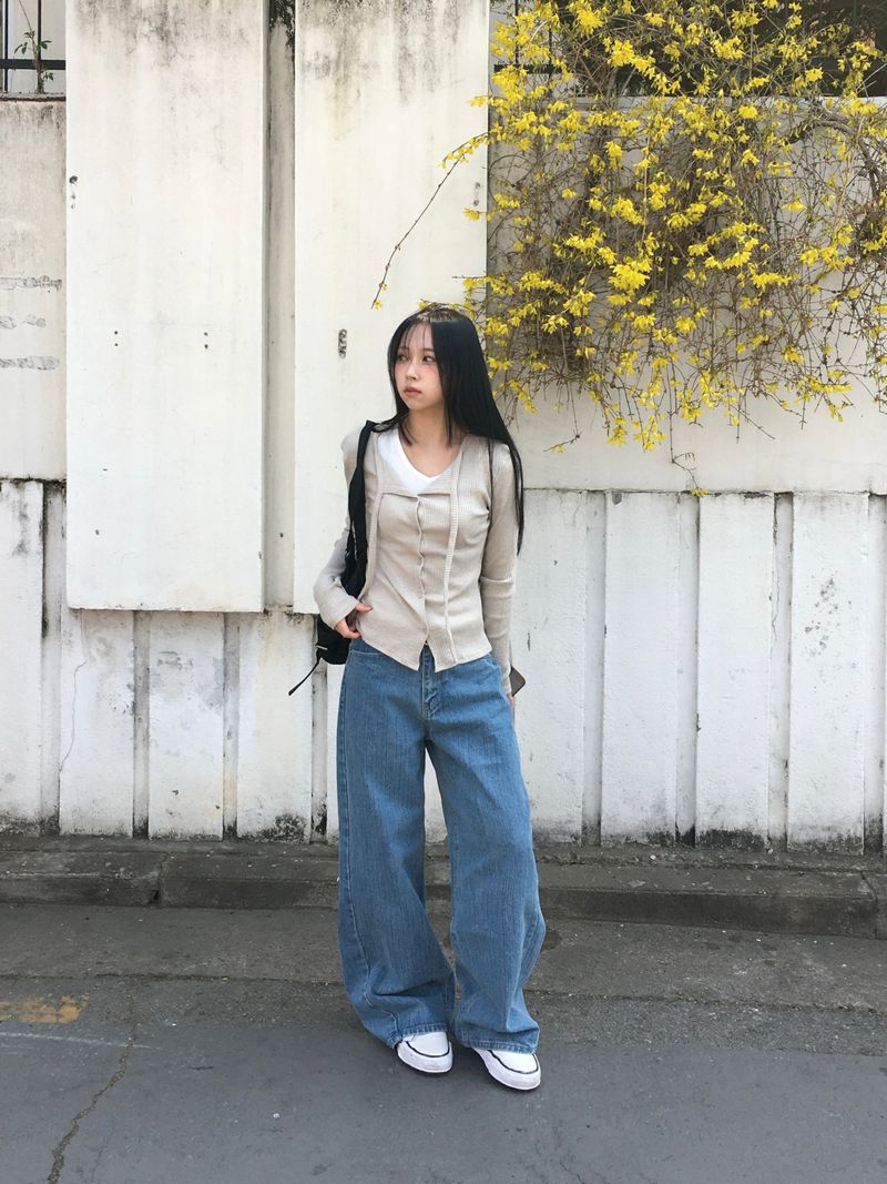 Kona Herringbone Stripe Wide Denim (3c)