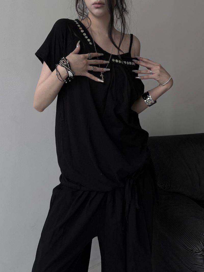 shell button volume strap top (3color)