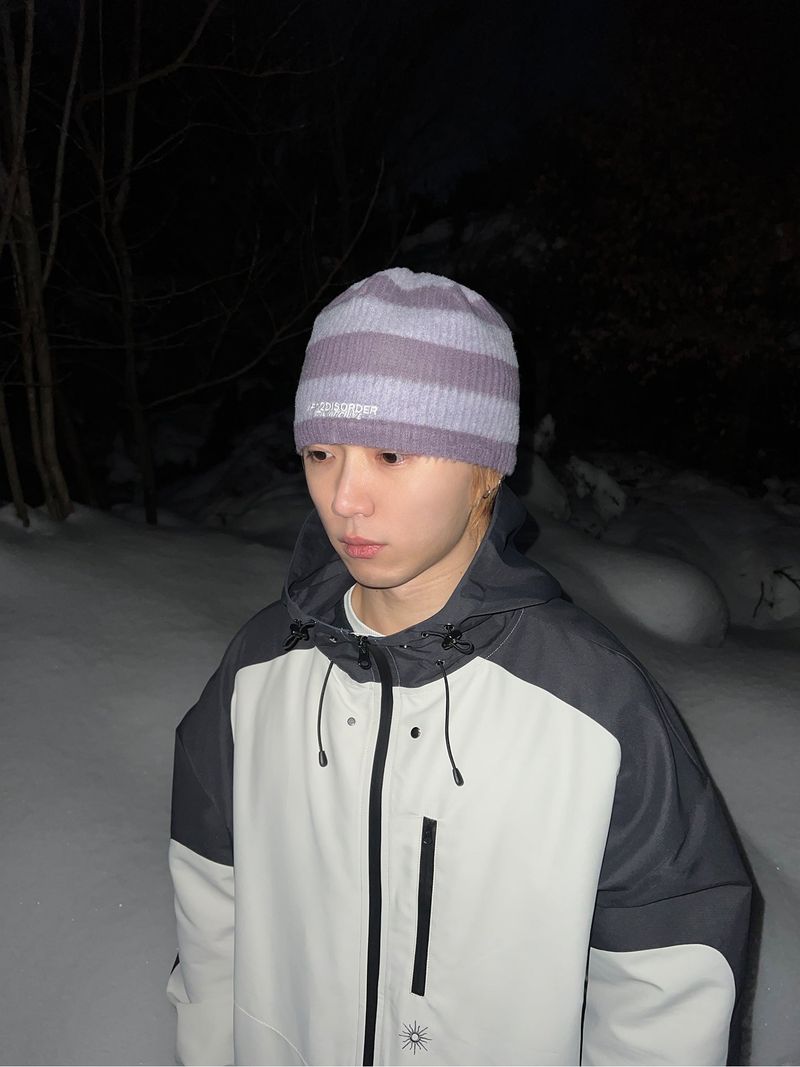 Striped Beanie Purple