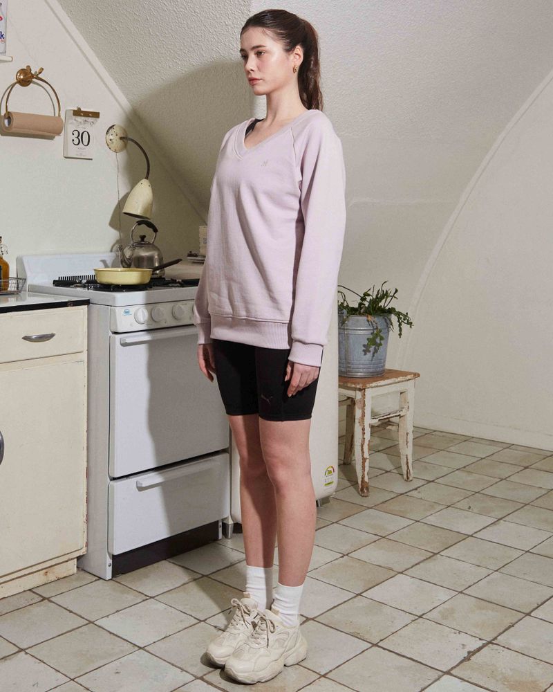 V-NECK RAGLAN SWEATSHIRT / LIGHT MAUVE