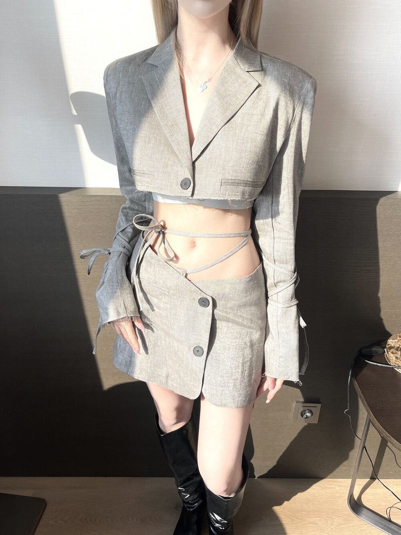 1216. Lope strap damage crop jk (2color)