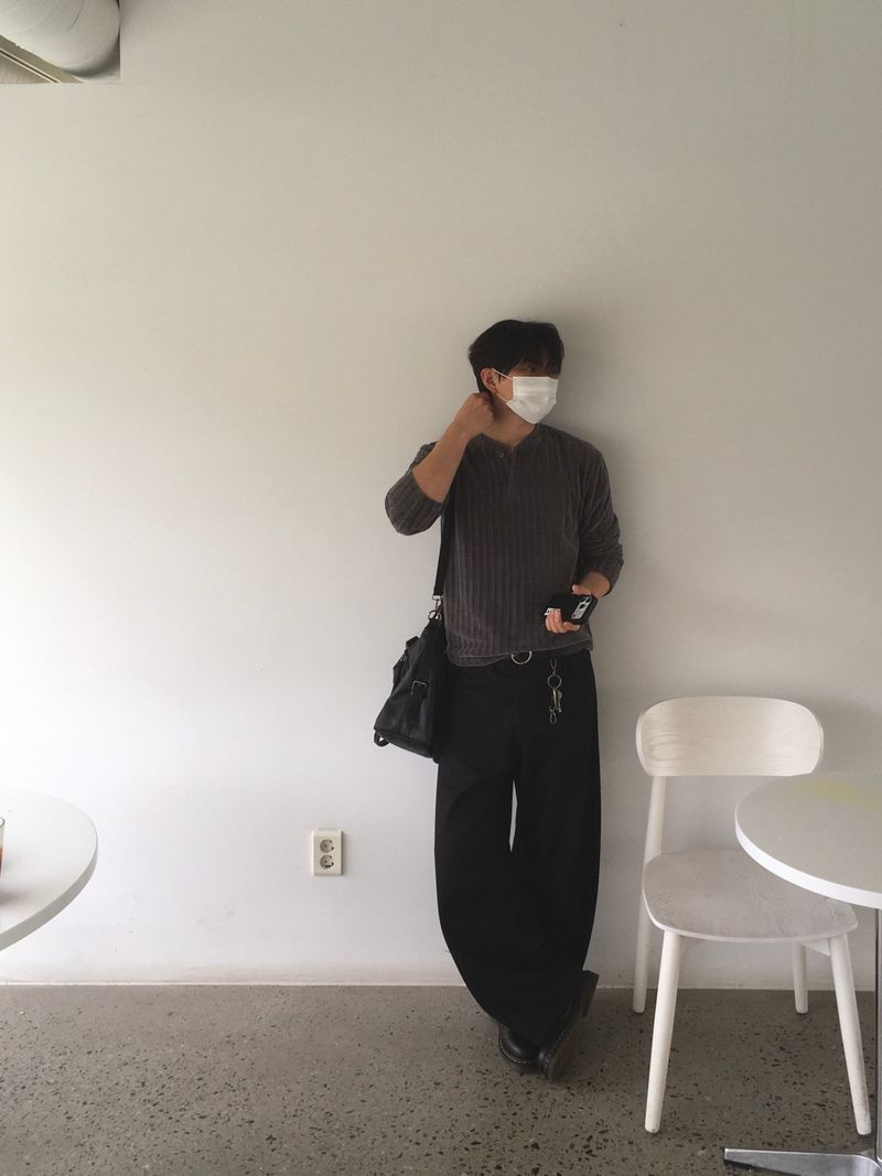 Rust Henry Neck Long Sleeve Knit 2C