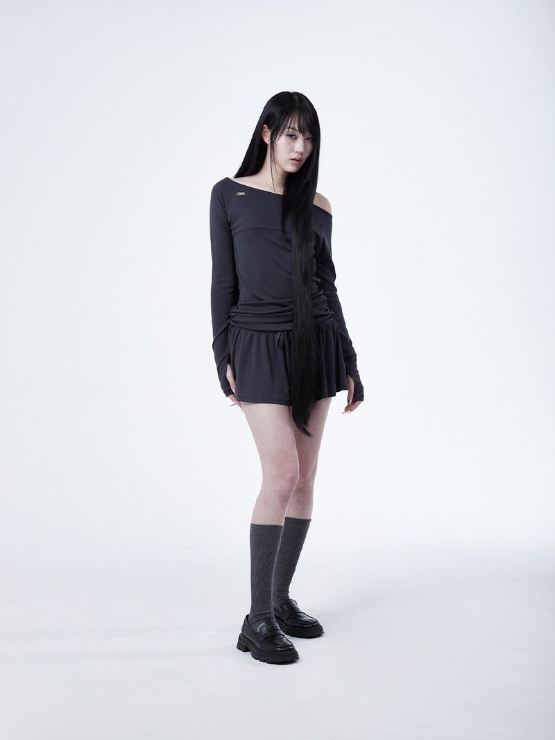 RAGLAN METAL LOGO DRESS [CHACOL]