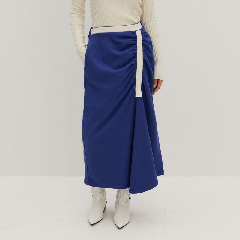 Shirring Jerjey Skirt Blue