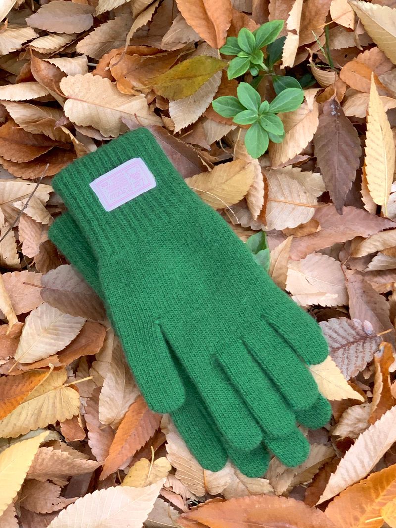Let It Snow Label Gloves (Green)