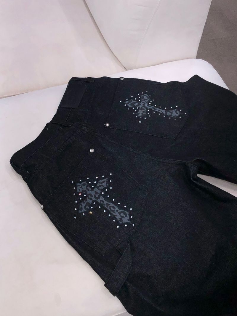Stud Cross Wide Denim Pants