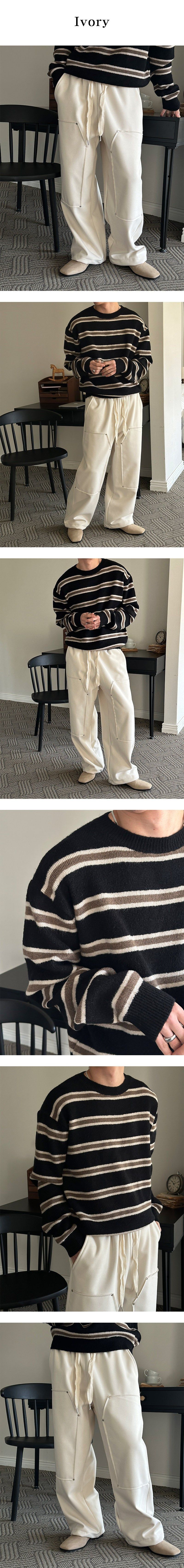 [F/W] Wool double rivet banding pants(3color)