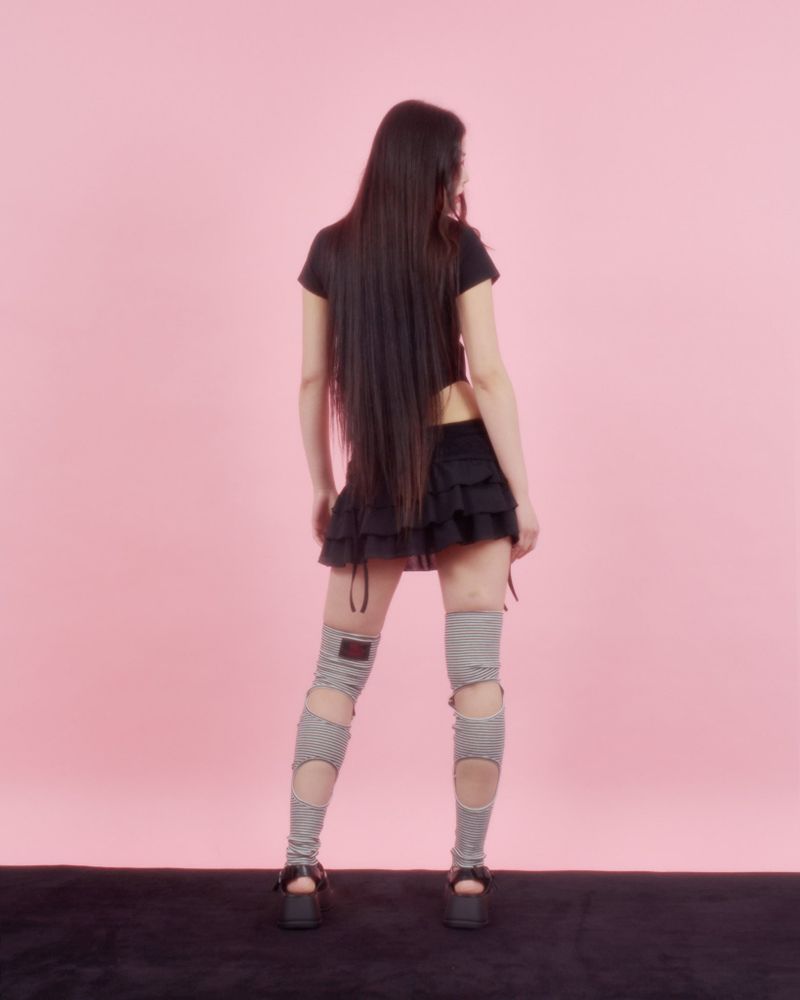 LACE GATER FRILL SKIRT [BLACK]