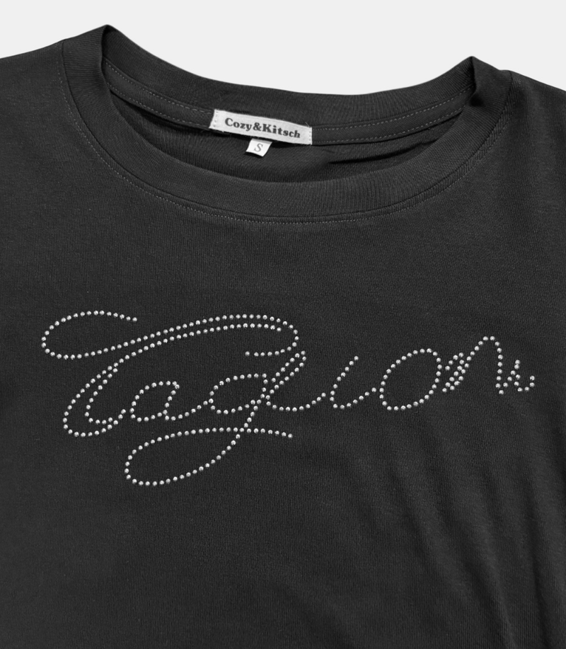 Taglion Rhinestone Crop Tee