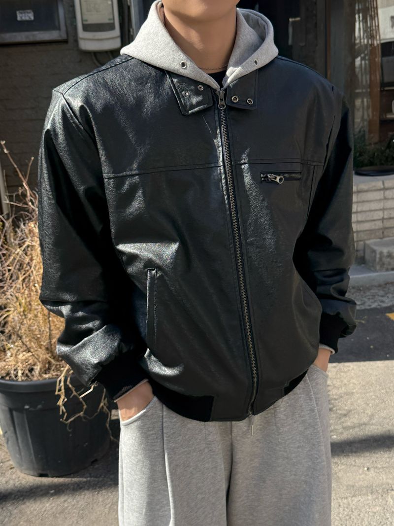 Core leather herrington jacket