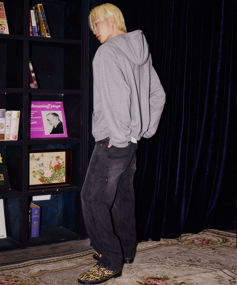 SNAP LOGO BALLOON HOODIE_BEIGE GRAY