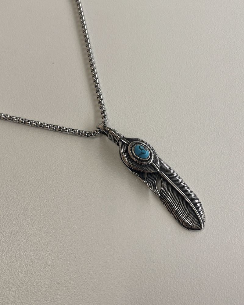 turquoise feather necklace