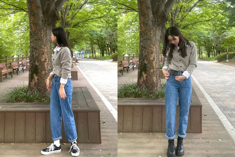MEDIUM BLUE STRAIGHT DENIM PANTS [16626]