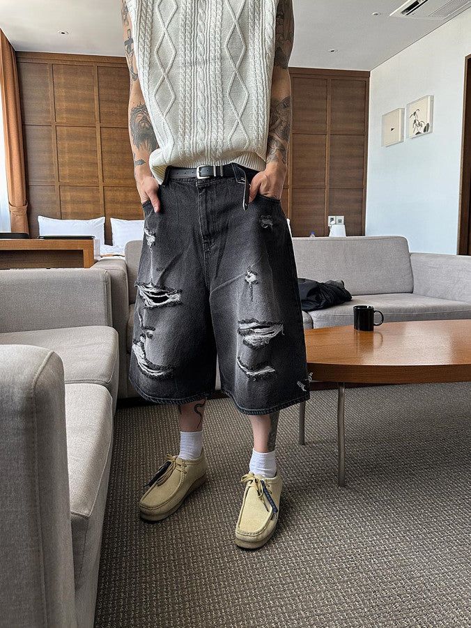 No.0250 damage 7 denim SHORTS