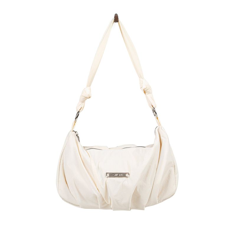 Shirring nylon shoulder bag (IVORY)