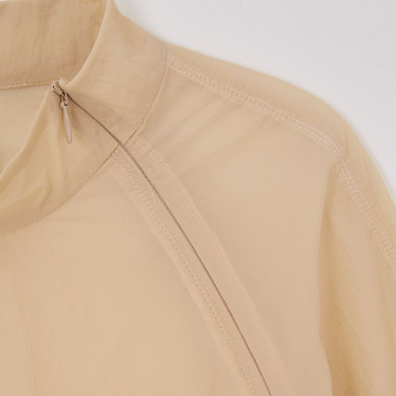 Beige Nylon Ruffle Blouse