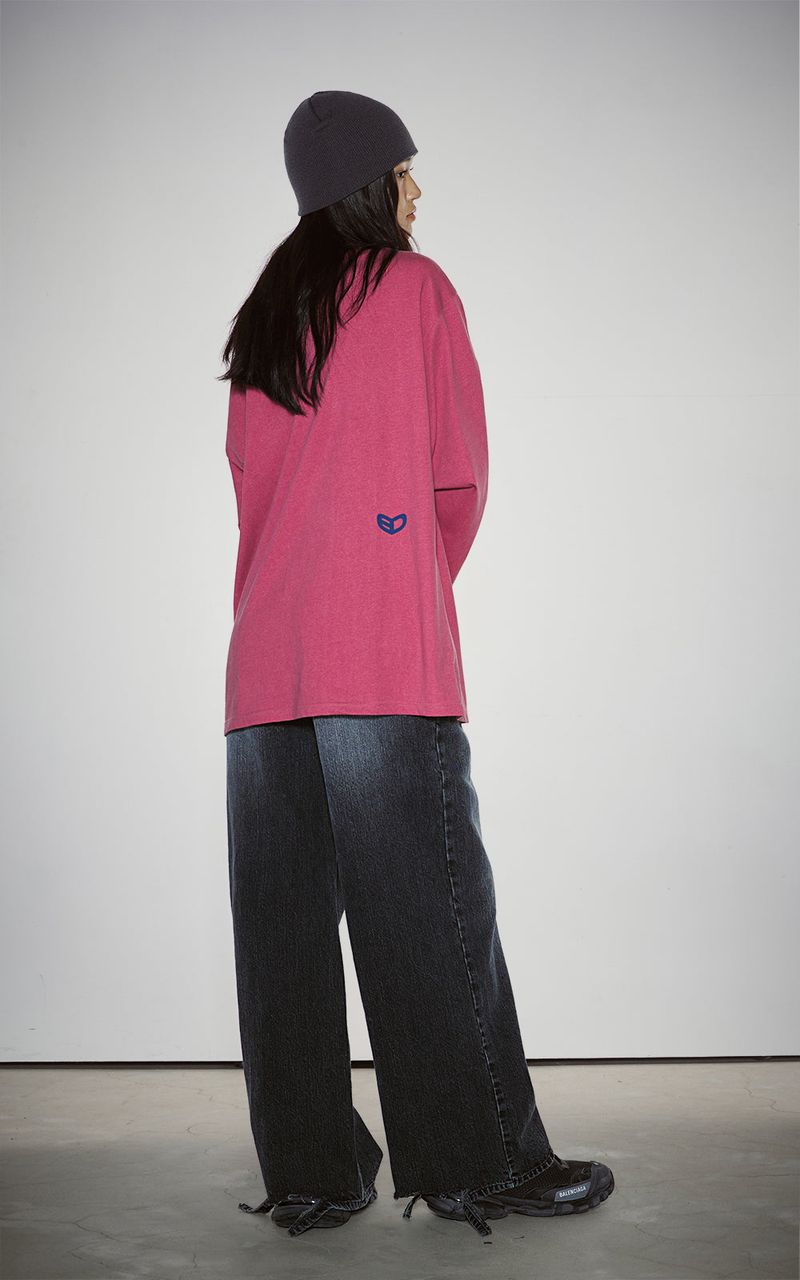 BLUR HEART LONG SLEEVE_VINTAGE RED