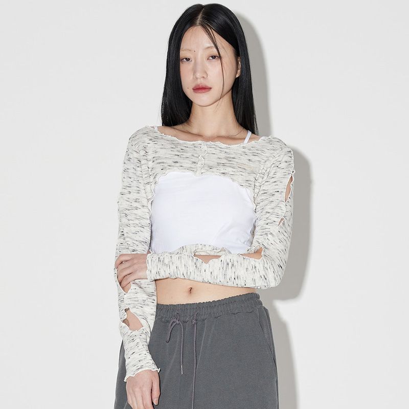 ZEROPLANET（ゼロプラネット）の「ルーズフィットレイヤードロングスリーブＴシャツ / Loosefit Layered Long sleeve T-shirt [WHITE]（Tops）」