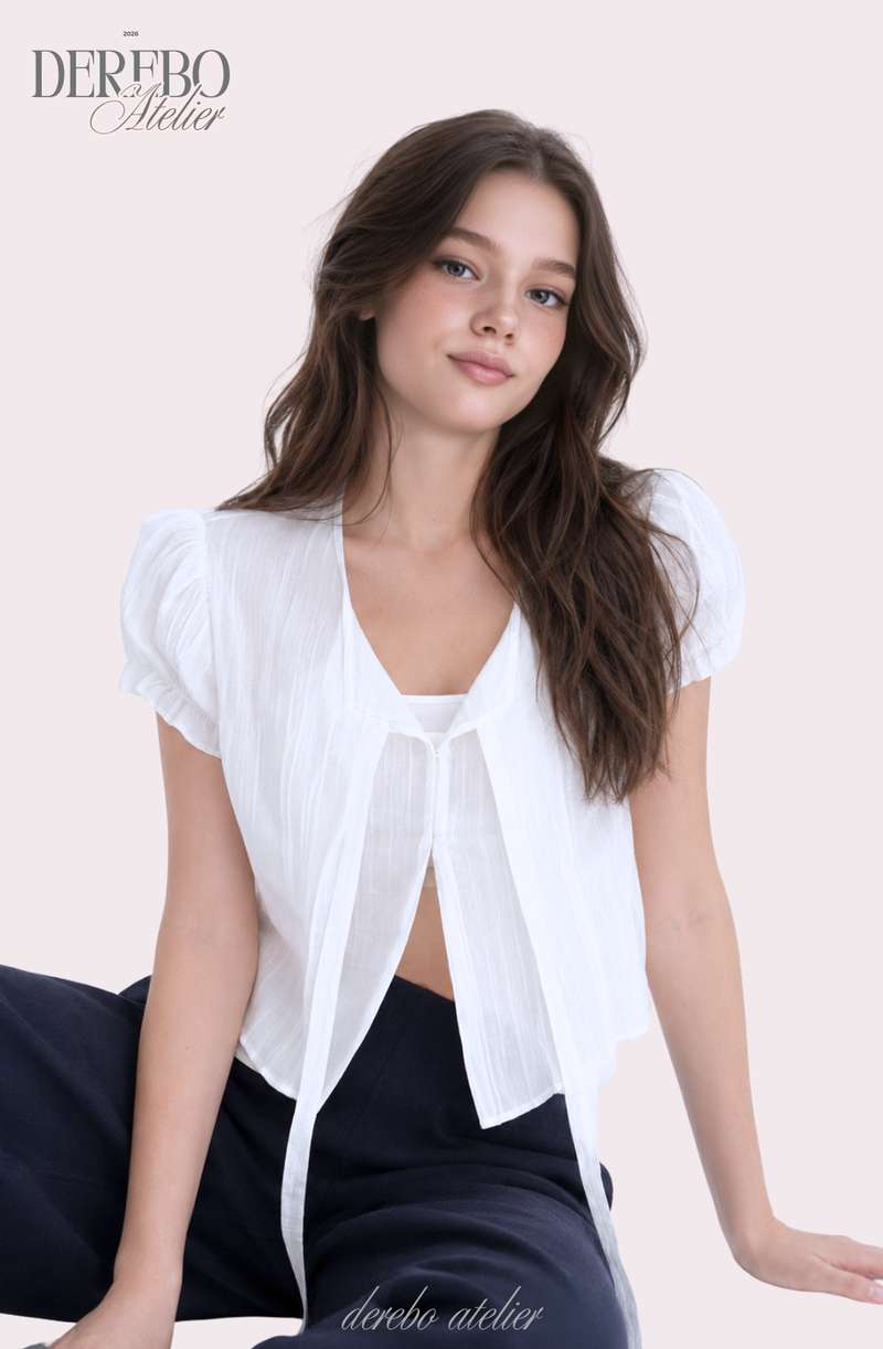 Pure strap short-sleeved blouse