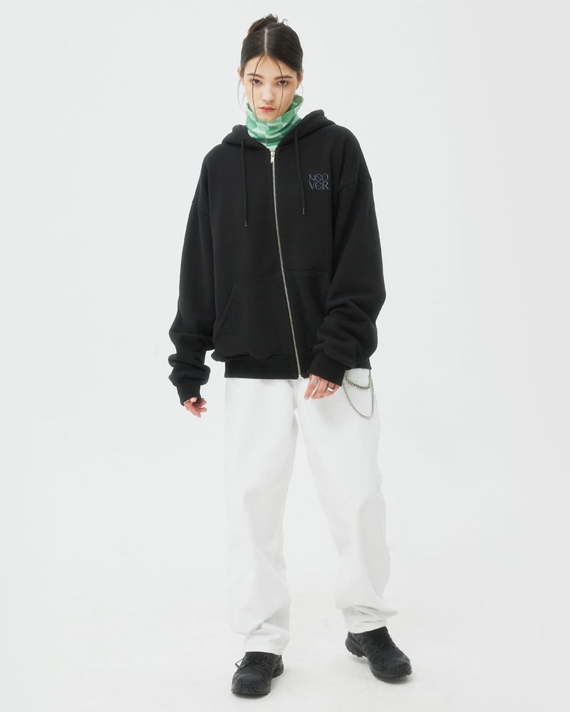 TYPO LOGO HOODIE ZIPUP-BLACK
