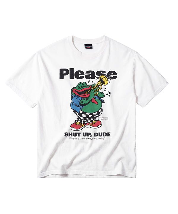 QT8 GARMENTS（キューティーエイトガーメント）の「LB Shut Up Frog Washed Tee (Ivory)（Tops）」