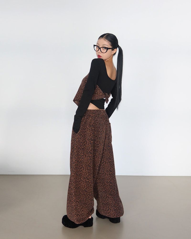 woolen leopard leopard tube top scarf
