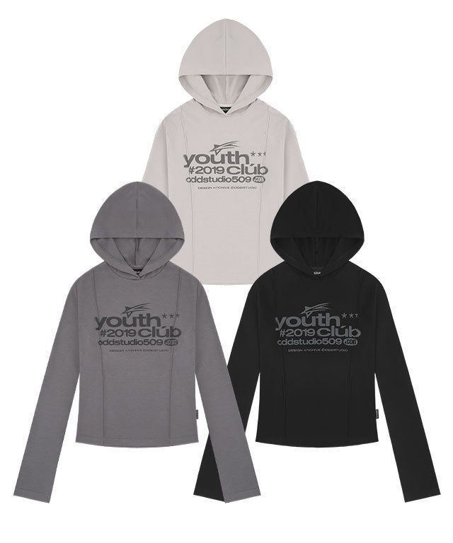 ODDSTUDIO（オッドスタジオ）の「Youth-Club-Slim-Pintuck-Hood-Long-Sleeve - 3COLOR（Tops）」