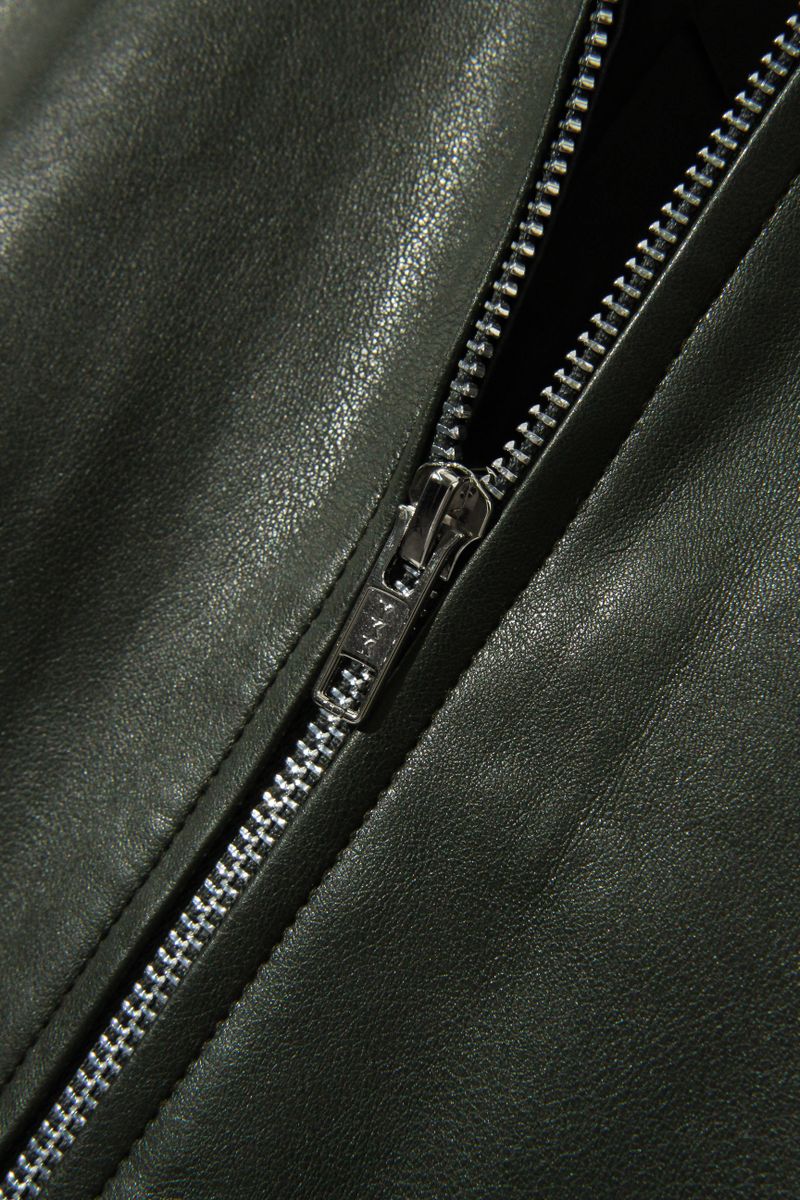 Minimal Rider soft-Leather Jacket J22 Khaki
