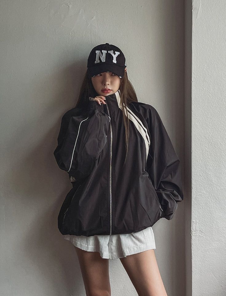 Stung Leather Track Balloon Zip-Up