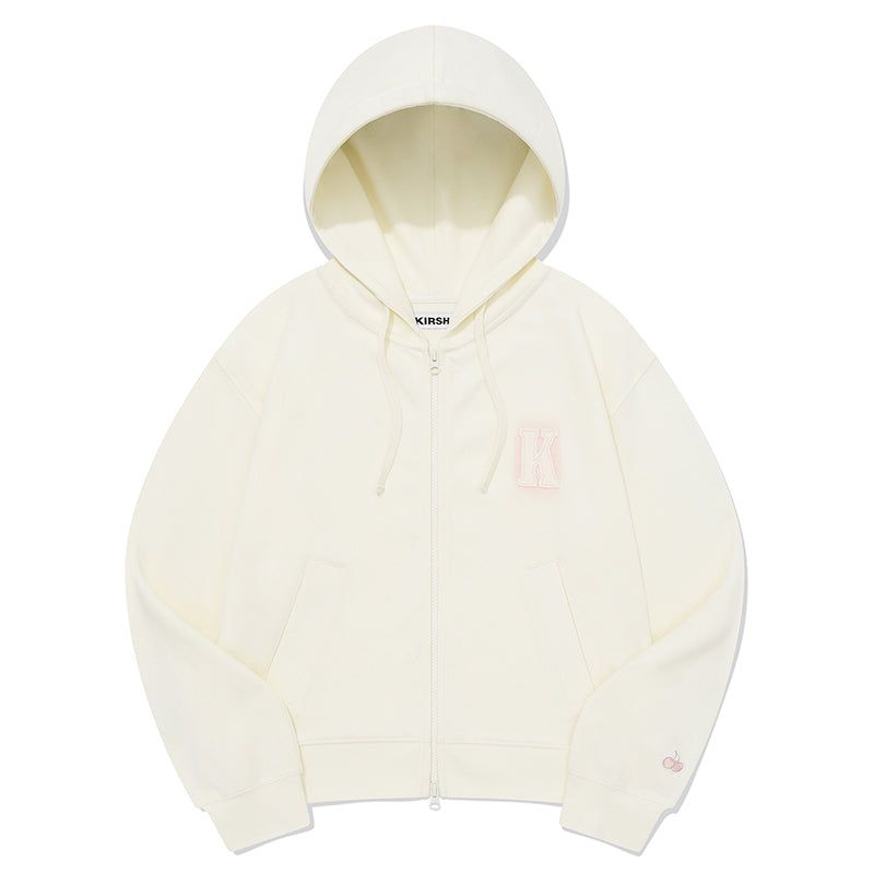 WORDING APPLIQUE HOODIE ZIP UP [IVORY]