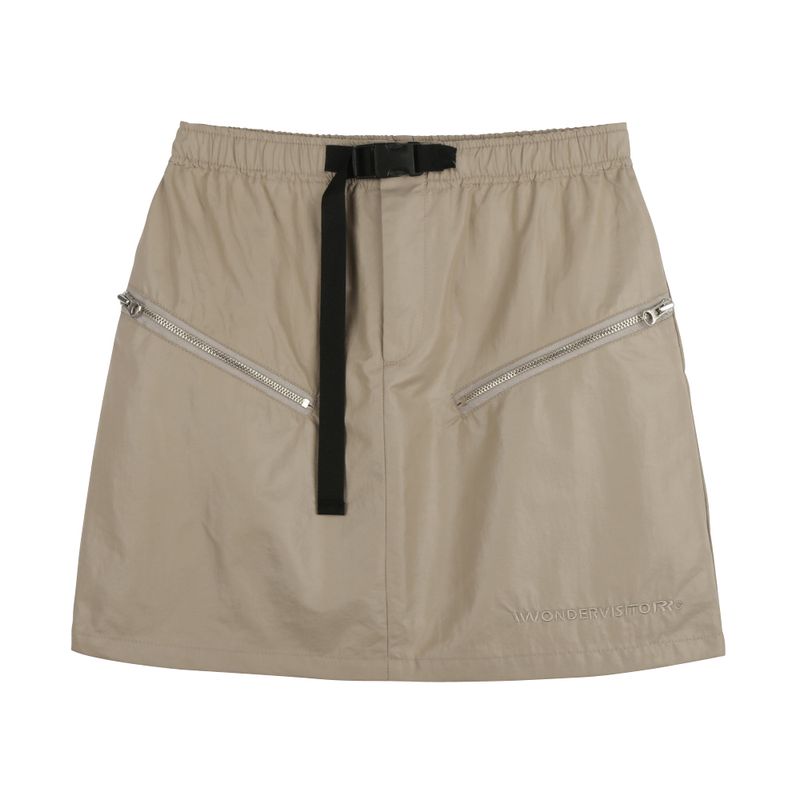 Nylon Zipper mini skirt [2 Color]