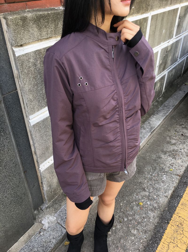 Rosy Shirring Cotton Rider Jacket (3c)