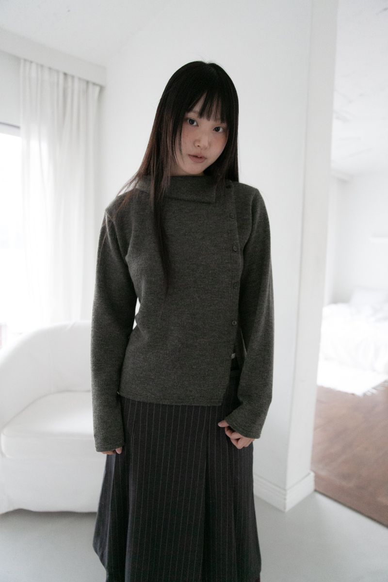 bokashi unbal collar knit top(4colors)