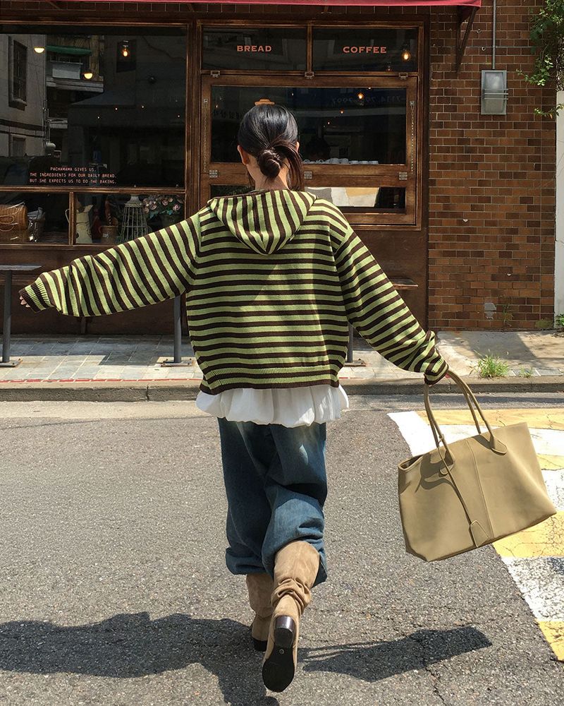 [MADE] Spell Food Border Knit Zip-Up