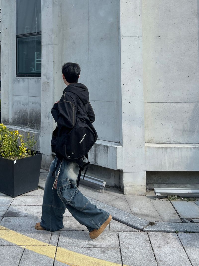 Rough Denim String Cargo Pants