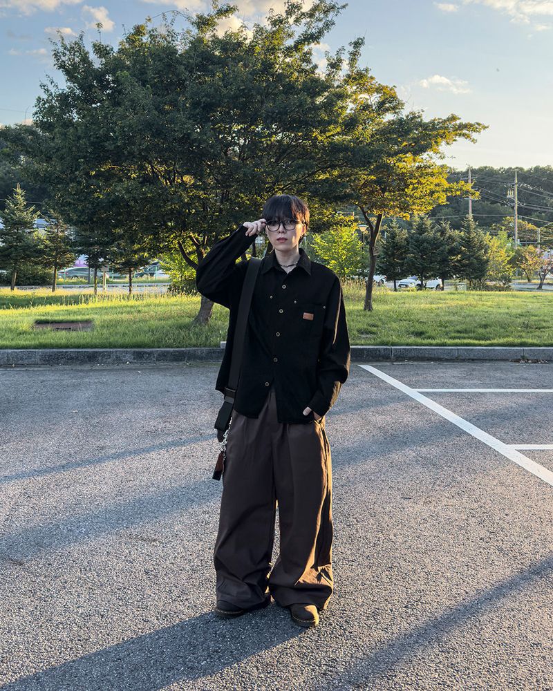 Drain Patch Work Shirt Jacket
