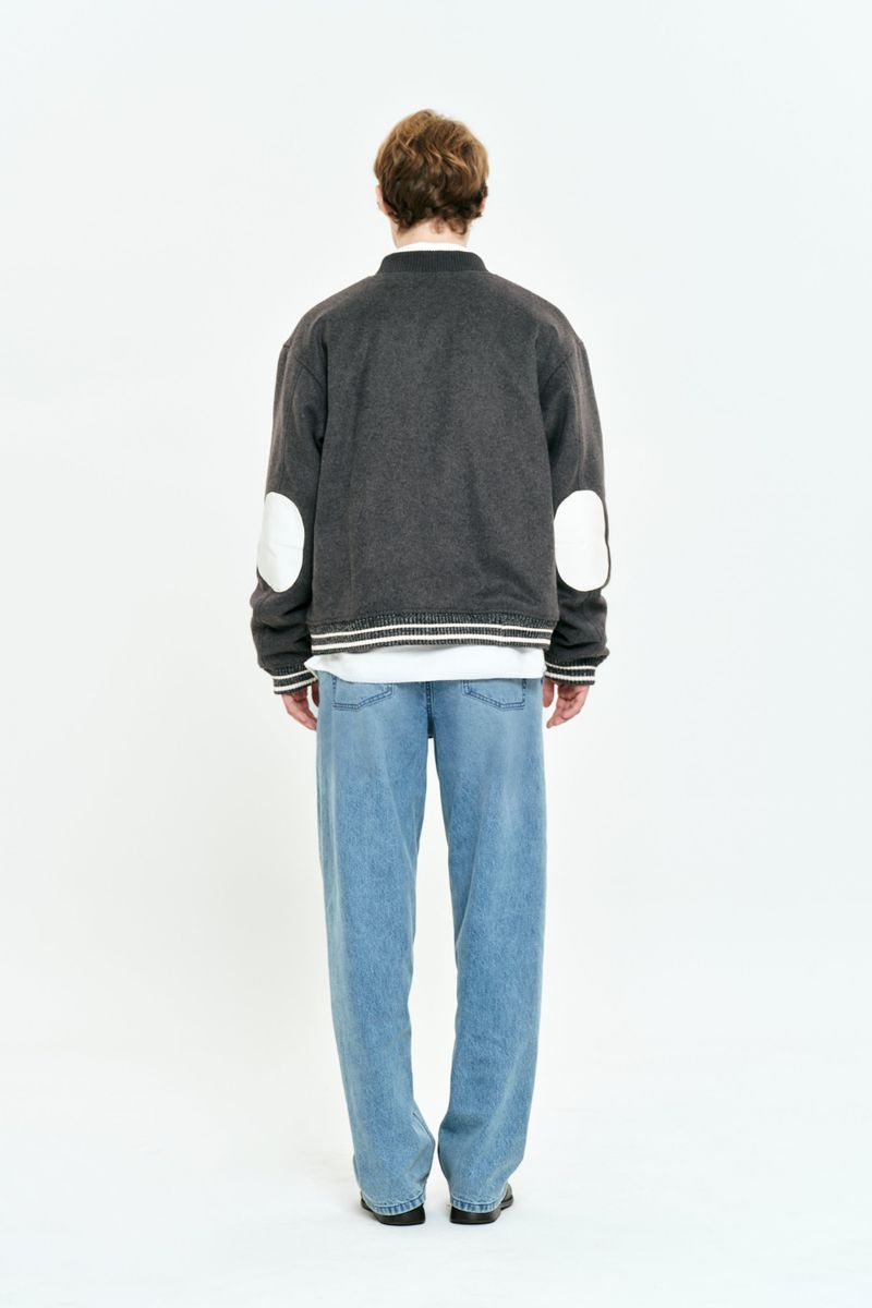 UNI RIB POINT VARSITY JACKET [MELANGE GRAY]