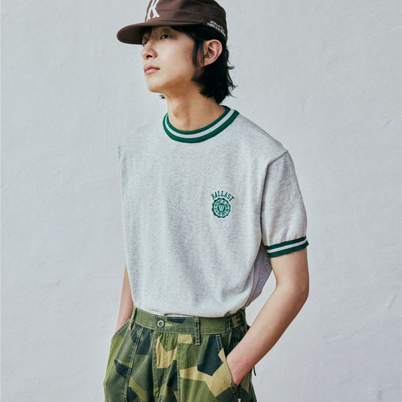 ballast athletic ringer knit sweat melange gray
