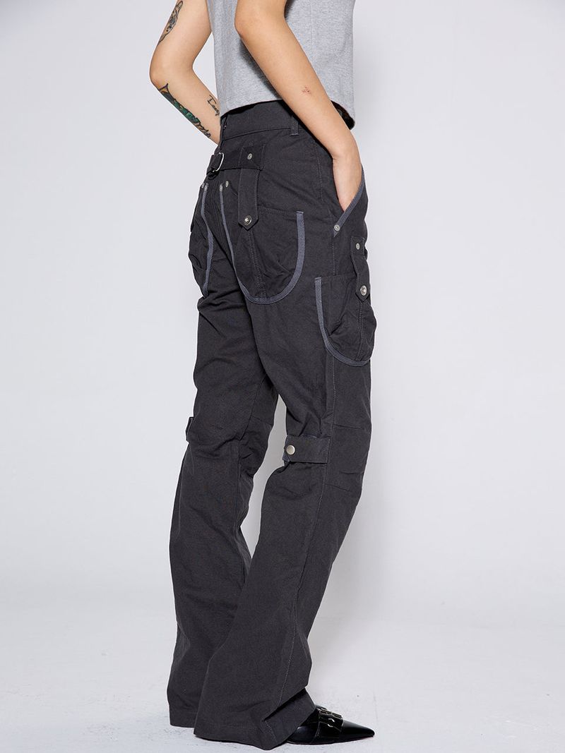 WASHED CARGO BOOTCUT PANTS / CHARCOAL