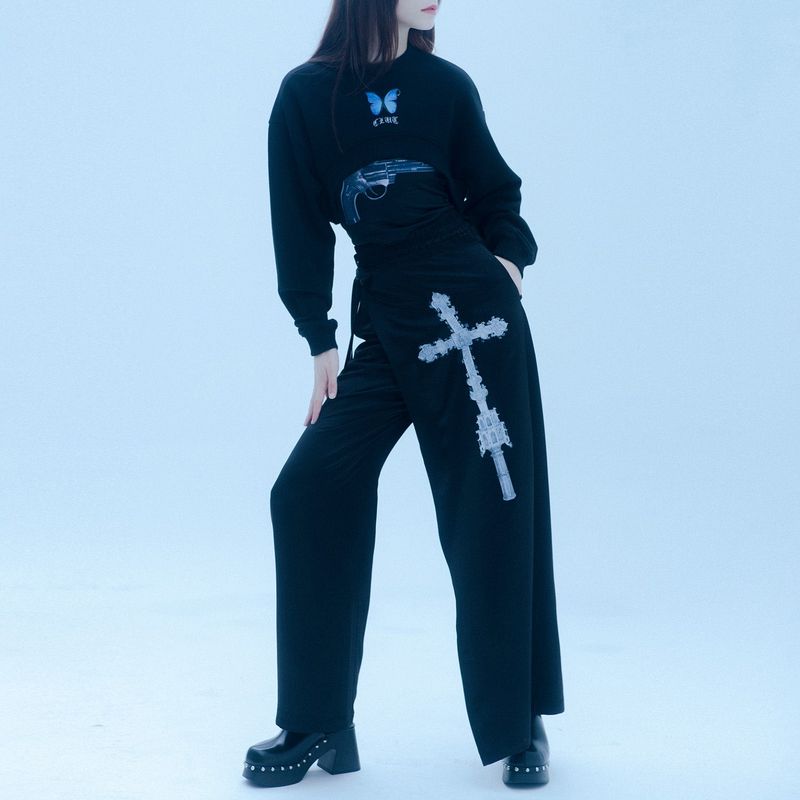 CLUT STUDIO（クラットスタジオ）の「1 0 cross wrap skirt pants - BLACK（Pants）」