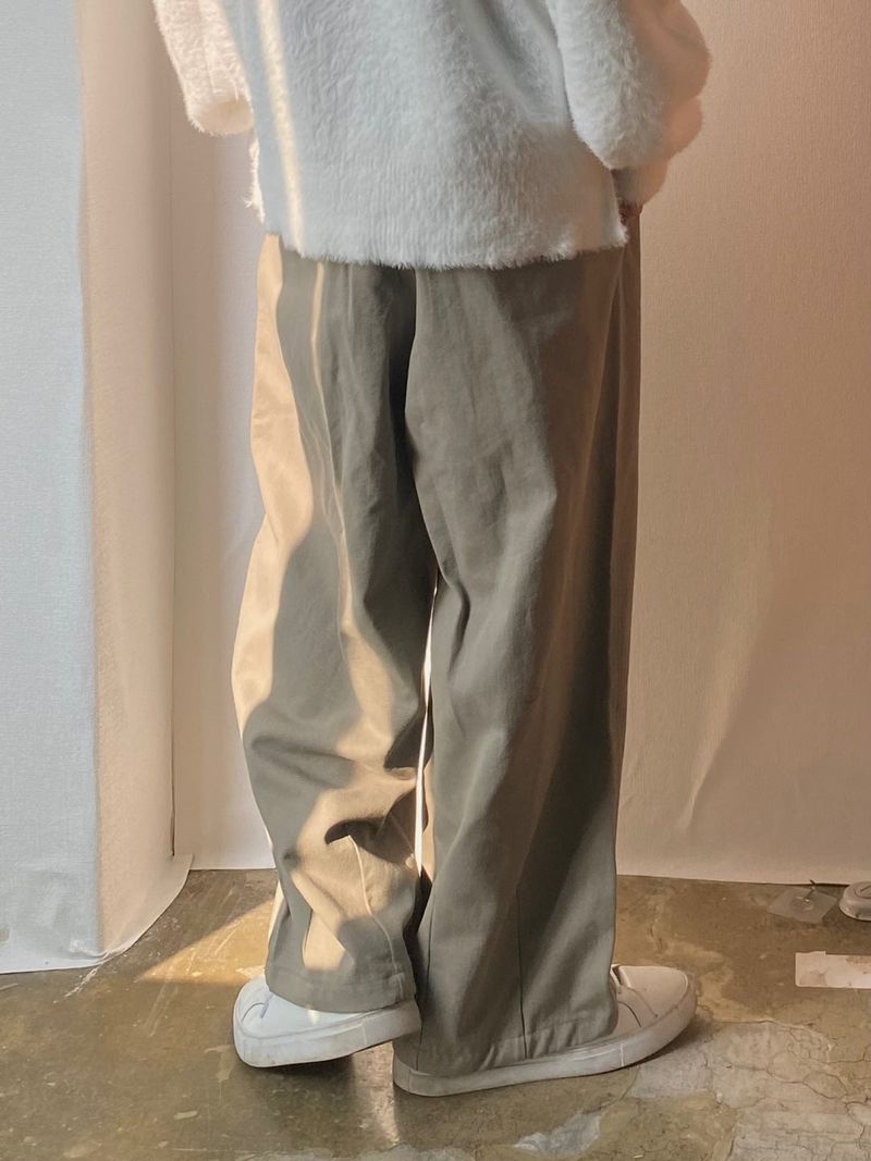 Cotton wide banding balloon pants 3C