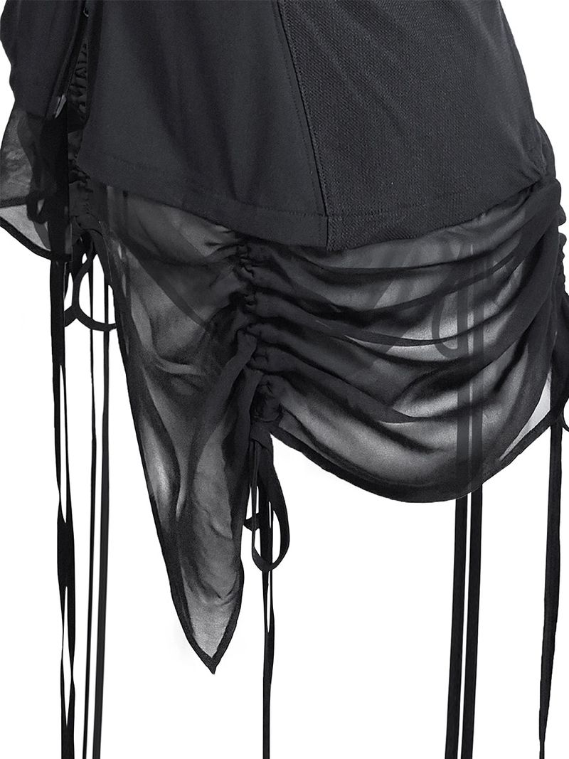 CURVED ZIP-UP SHIRT WITH LAYER . COOL BLACK
