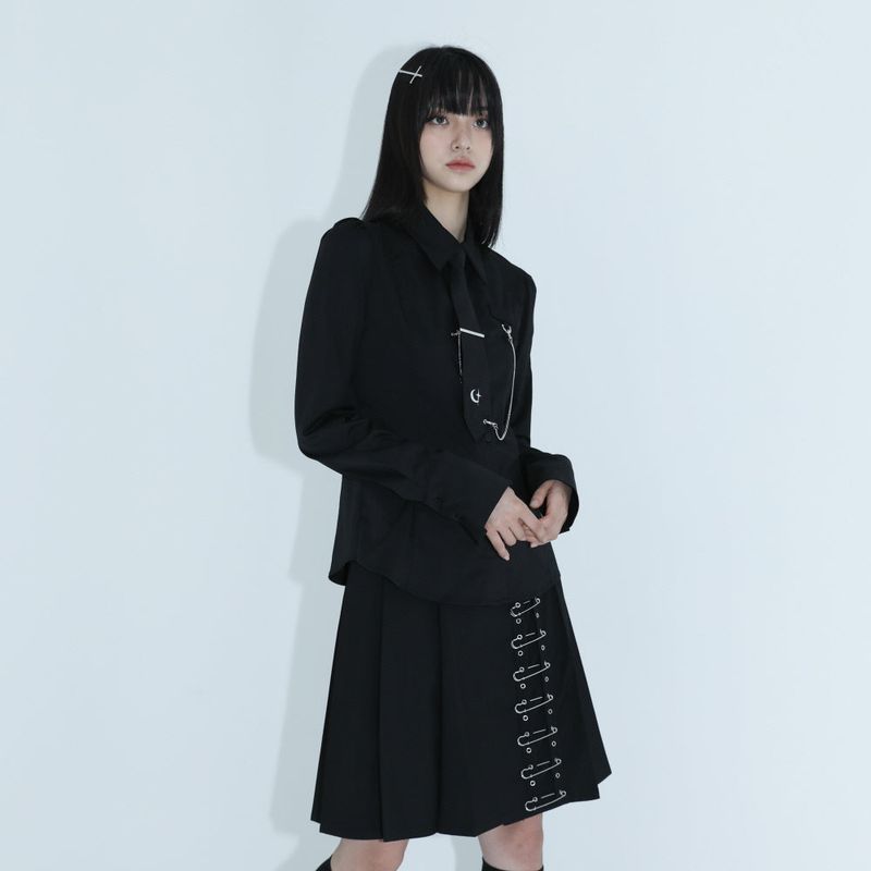 0 1 necktie chain shirt - BLACK