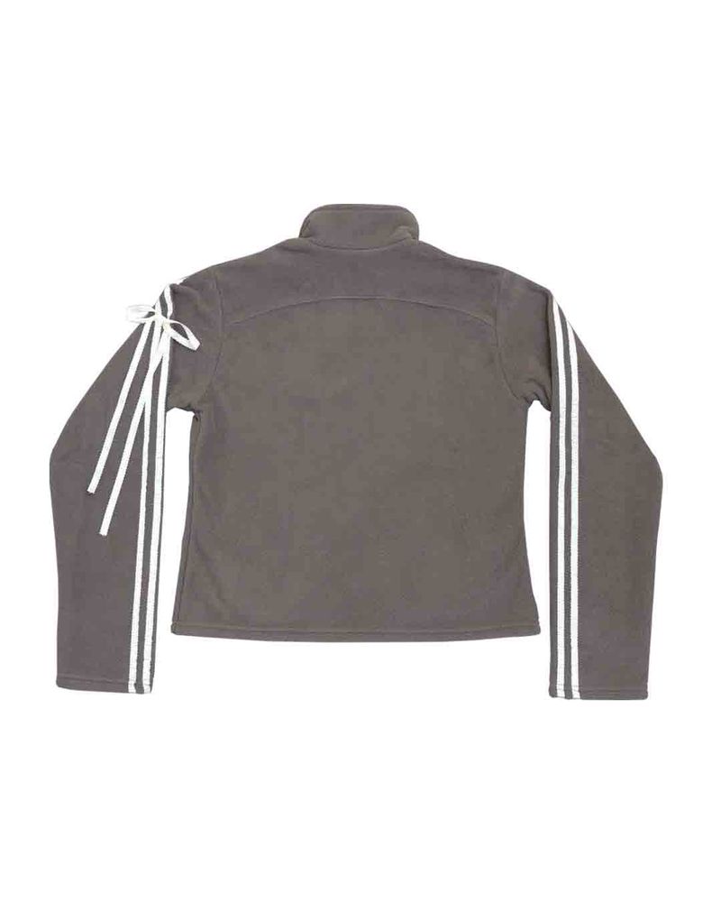 Ribbon tape fleece jacket / cocoa