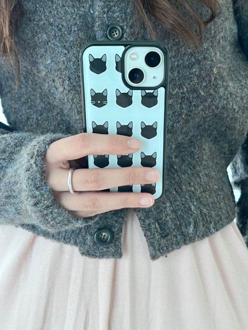 [MADE] yeowhi cat pattern epoxy bumper case_black&grey