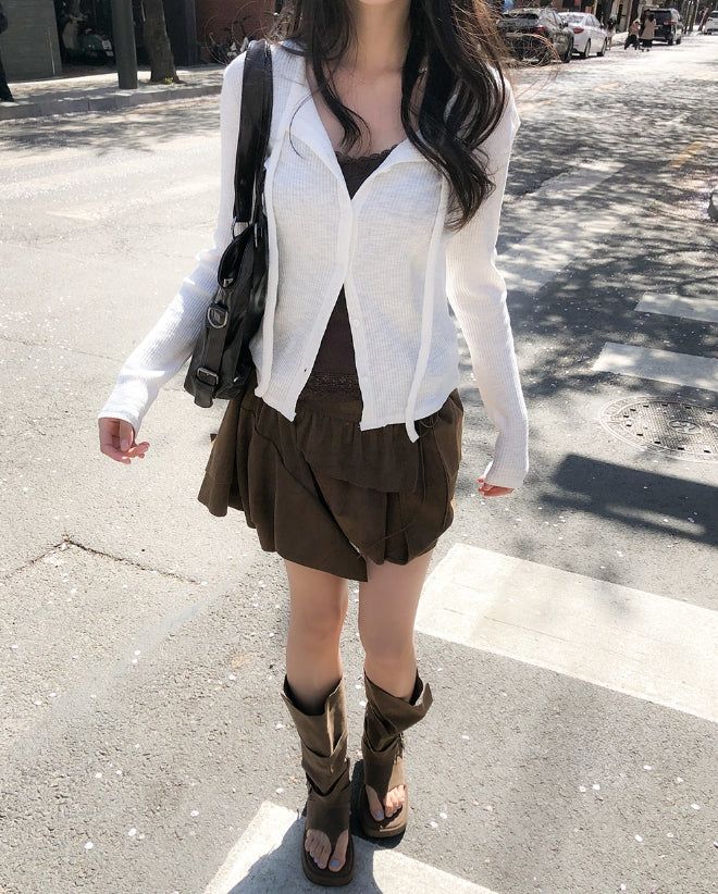 Mood Strap Ribbed Cardigan