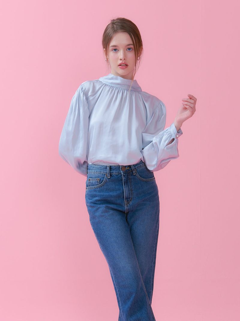 BACK TIE BLOUSE_SKY BLUE