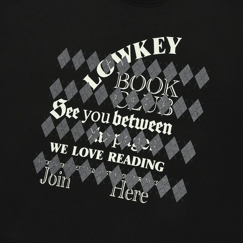 LOWKEY BOOK CLUB ARGYLE PATTERN SWEATSHIRT [BLACK]