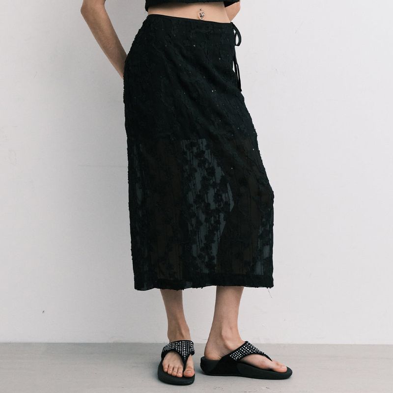 MIDNIGHT MOVE（ミッドナイトムーブ）の「rose skirt (black)（Skirts）」