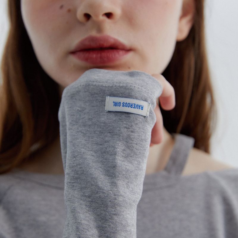 Cut-work T-Shirts Melange Gray